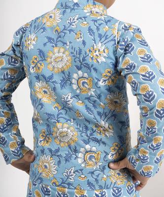 Boys blue kurta payjama jacket set 3