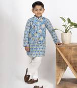 Boys blue kurta payjama jacket set