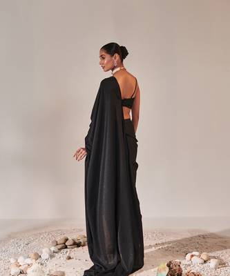 Black fuss-free drape saree set 5