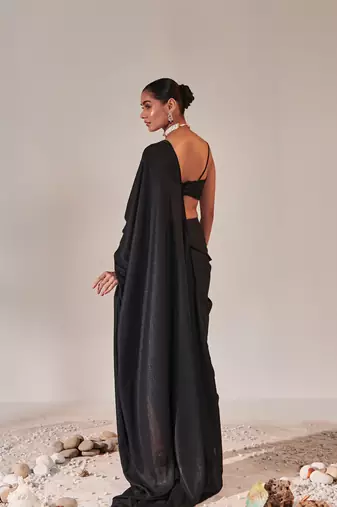 Black fuss-free drape saree set