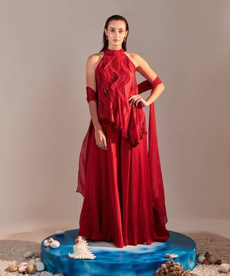 Scarlet red sharara set 1