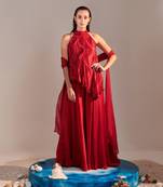 Scarlet red sharara set