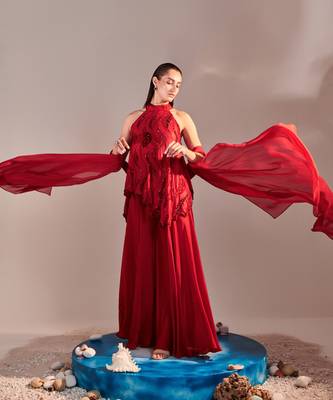 Scarlet red sharara set 2