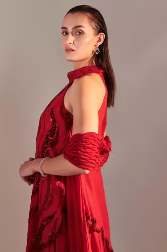 Scarlet red sharara set