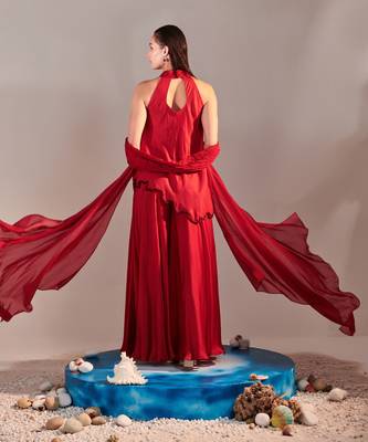 Scarlet red sharara set 4