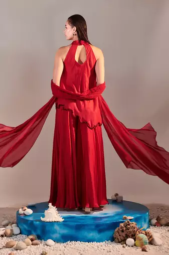 Scarlet red sharara set