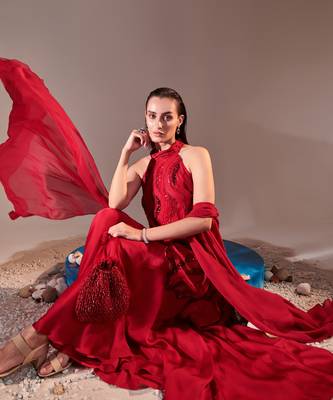 Scarlet red sharara set 5
