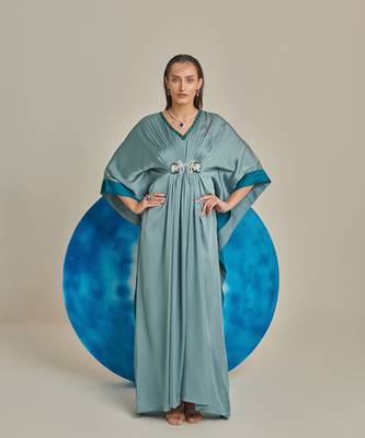 Sea green kaftan set 1