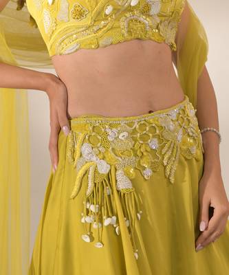 Yellow Blouse Dupatta Lehenga Set 3