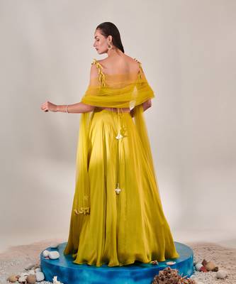Yellow Blouse Dupatta Lehenga Set 4