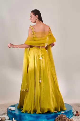 Yellow Blouse Dupatta Lehenga Set