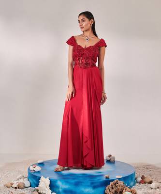 Red corset fitted gown 1