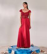 Red corset fitted gown