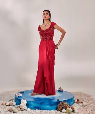 Red corset fitted gown 2