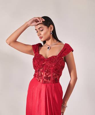 Red corset fitted gown 3