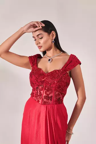 Red corset fitted gown