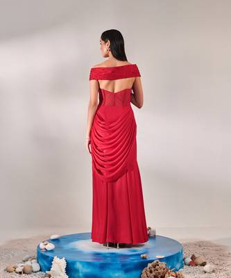 Red corset fitted gown 5