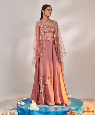 Salmon Pink Lehenga Set 5