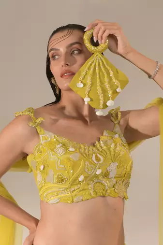 Yellow Blouse Dupatta Lehenga Set