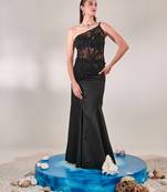 Black bustier and kalidar fitted skirt set