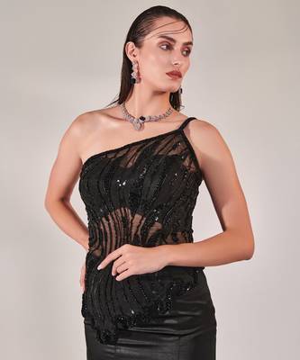 Black bustier and kalidar fitted skirt set 3