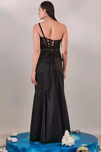Black bustier and kalidar fitted skirt set