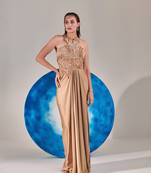 Champagne gold corset halterneck gown