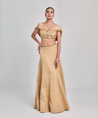 Golden blouse kalidar skirt set 1