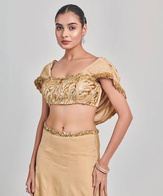 Golden blouse kalidar skirt set 3