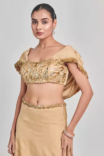 Golden blouse kalidar skirt set