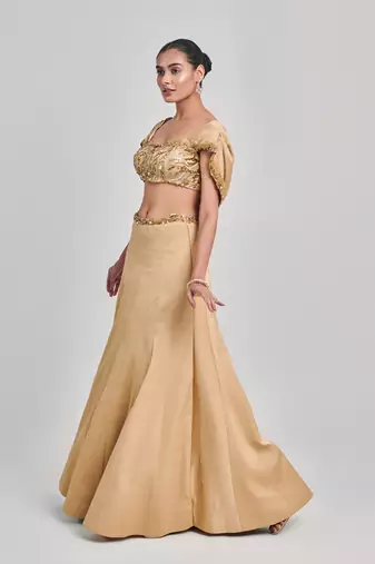 Golden blouse kalidar skirt set