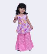Twisha cute chiffon floral printed top & polka printed sharara-mauve & pink