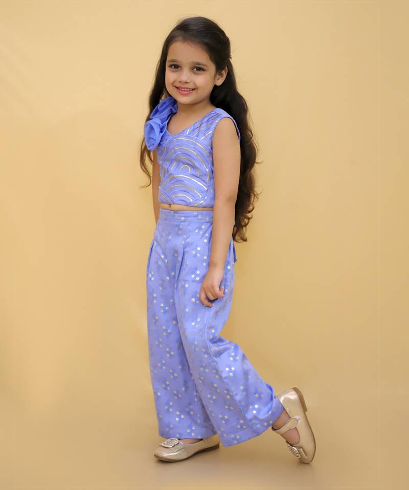 Bollywood tadka blue stylish top and pant set for girls