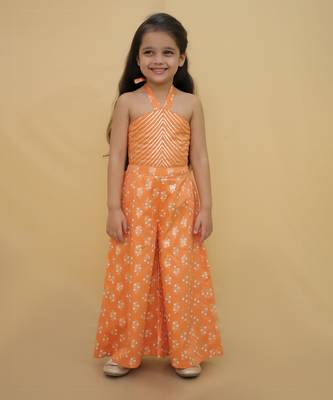 Mehfil orange stylish jumpsuit for girls 1