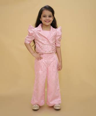 Bollywood  Pink stylish jacket and pant with bustier set for girls 1