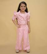 Bollywood  Pink stylish jacket and pant with bustier set for girls