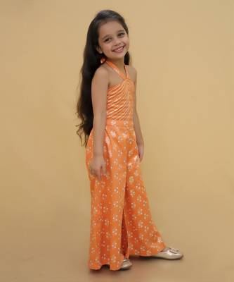 Mehfil orange stylish jumpsuit for girls 2
