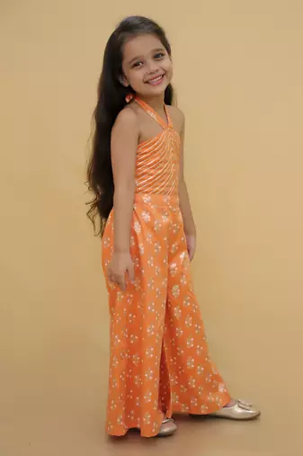 Mehfil orange stylish jumpsuit for girls