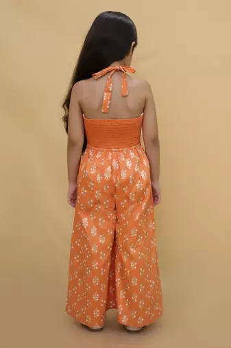 Mehfil orange stylish jumpsuit for girls