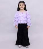 Glam up girls shimmer white butterfly print party top