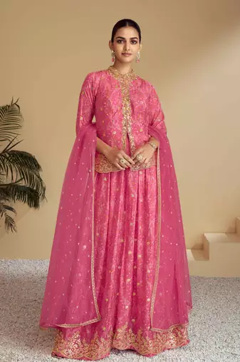 Pink chinon salwar kameez & dupatta suit set