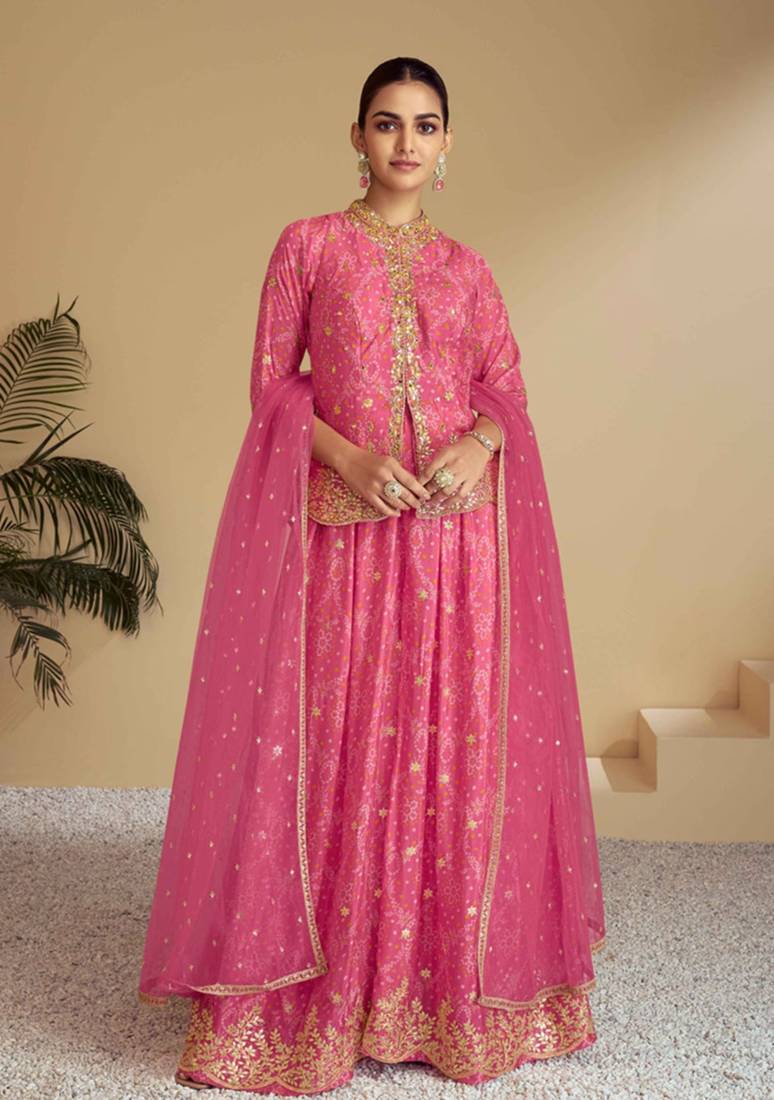 Pink chinon salwar kameez & dupatta suit set