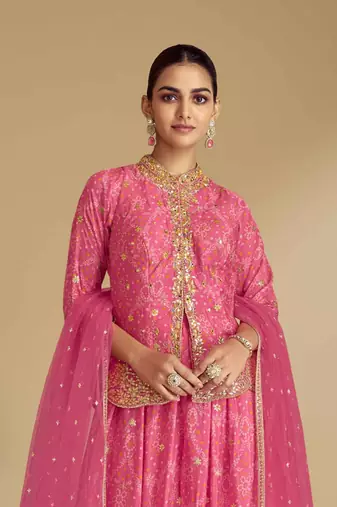 Pink chinon salwar kameez & dupatta suit set