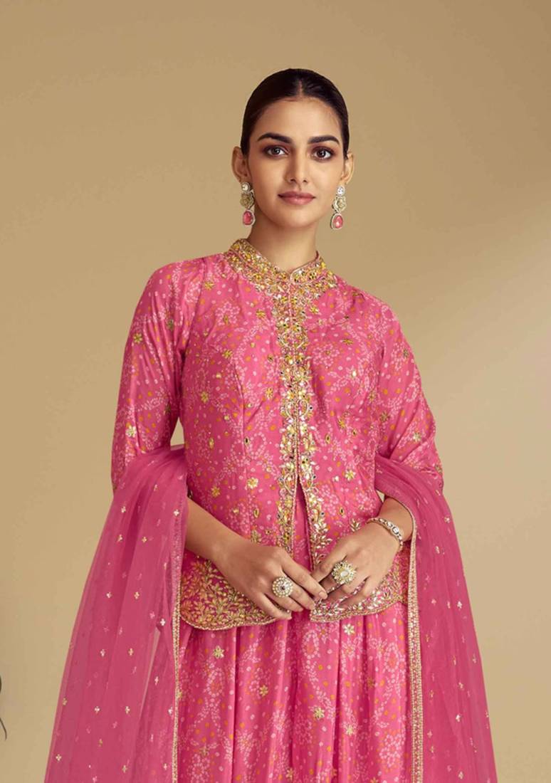 Pink chinon salwar kameez & dupatta suit set