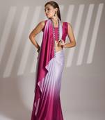 Lavender solid fancy designer chinon saree