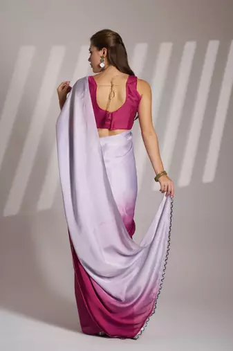 Lavender solid fancy chinon saree