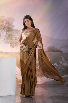 Copper solid fancy satin rangoli saree 1