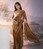 Copper solid fancy designer satin rangoli saree