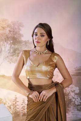 Copper solid fancy satin rangoli saree 5