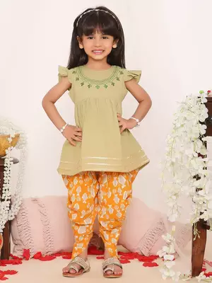 ekam girls embroidered peplum with dhoti 1
